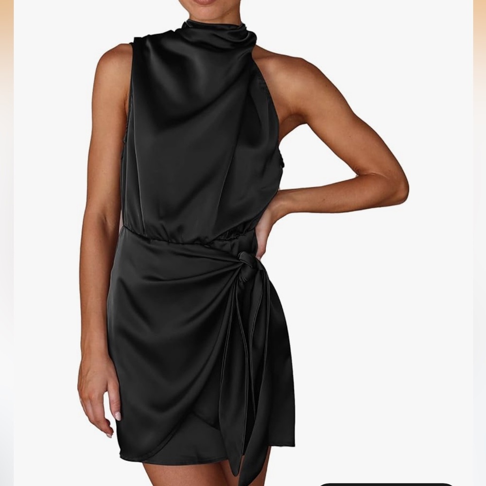 Elegant Black Satin Dress